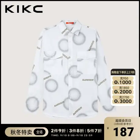 kikc衬衫男长袖2023秋季新款商场同款宽松几何图案流行百搭衬衣图片
