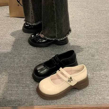 玛丽珍女鞋2024春季新款配裙子温柔法式小皮鞋英伦风厚底气质单鞋商品大图