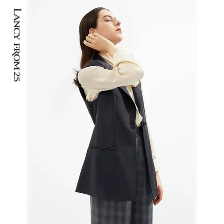 [特价]朗姿奥莱清仓西装马甲女春秋法式复古外搭无袖职业马夹外套商品大图