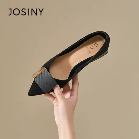 Josiny/卓诗尼女神推荐~夏季新款尖头设计法式粗跟鞋2023时尚女鞋商品大图