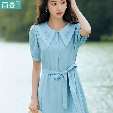 茵曼官方旗舰店法式连衣裙清纯夏季2023新款女装小裙子泡泡袖长裙图片