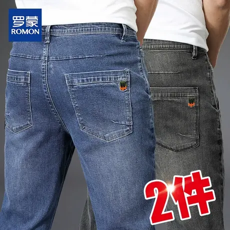 罗蒙牛仔裤男2023春季新款时尚潮流弹力休闲裤百搭修身小脚长裤子商品大图