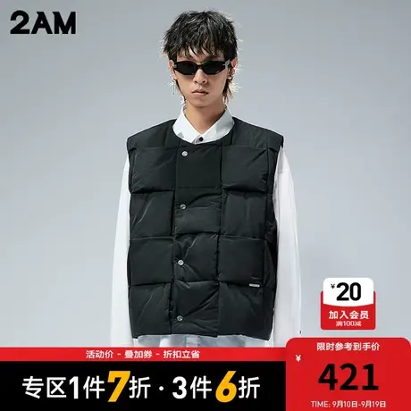卡宾潮牌2AM面包羽绒马甲短款厚外套宽松街头时尚青年秋冬款商品大图