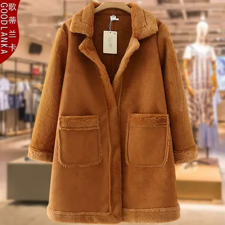 加肥加大码50岁中年妈妈冬装时尚洋气皮毛一体加绒加厚外套200斤商品大图