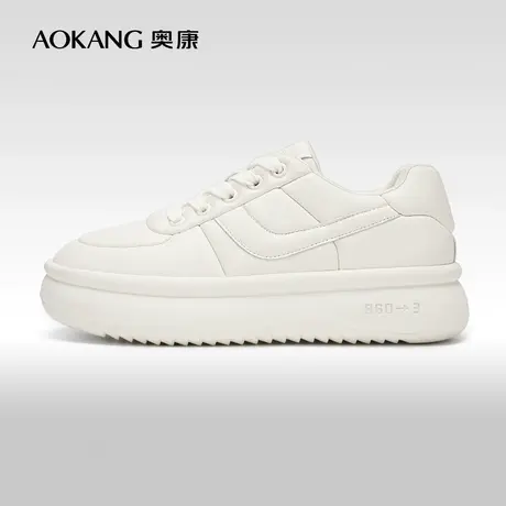 【门店发货】奥康女鞋 春秋季新款休闲时尚平底面包小白鞋板鞋图片