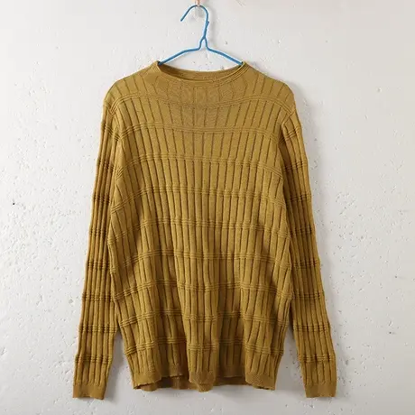 dza 文艺复古大圆领棉线针织衫女士春季宽松套头休闲毛衣长袖上衣商品大图