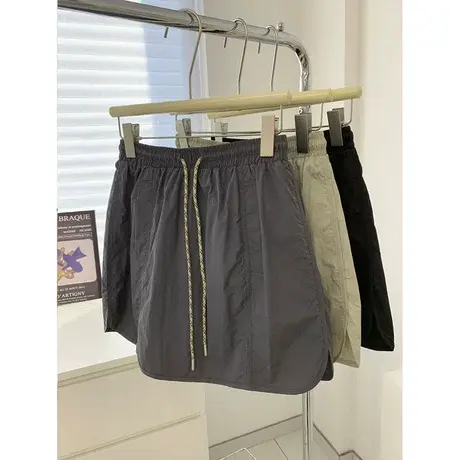 美式休闲工装半身裙女夏设计感松紧腰a字宽松显瘦时髦防走光裙裤商品大图