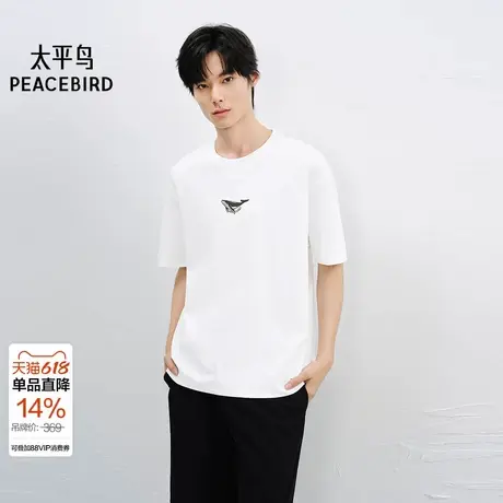 【商场同款】太平鸟男装立体印花重磅T恤夏新款短袖体恤B1CNF2616商品大图