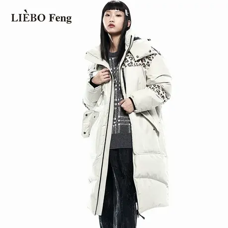 裂帛LIEBOFeng原创设计ins连帽长款宽松90白鸭绒工装派克羽绒服女商品大图