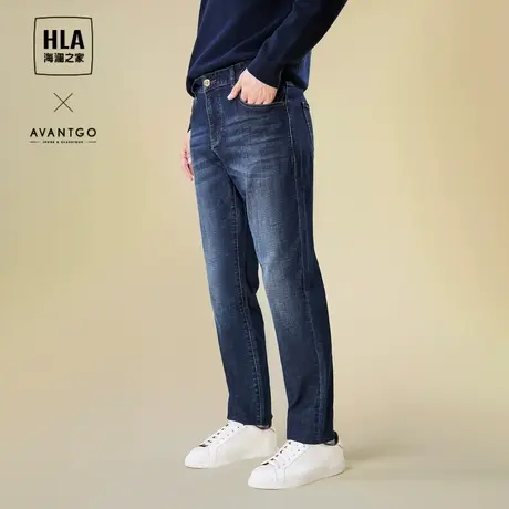 HLA海澜之家直筒牛仔裤2023秋冬新款轻商务时尚系列水洗裤子男商品大图