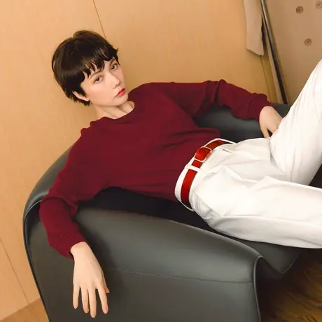 桔熊秋冬季简约通勤温暖舒适宽松柔软打底针织衫女装大码AB16336商品大图