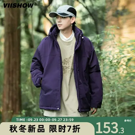 VIISHOW日系工装连帽棉服2023秋冬新款男生宽松户外登山保暖外套商品大图