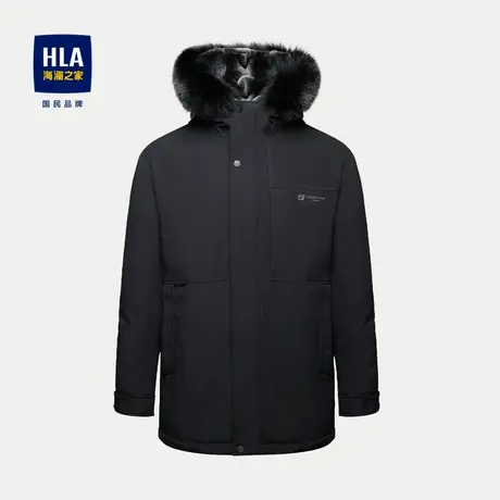 HLA/海澜之家可拆卸毛领羽绒服23秋冬新款长款鸭绒保暖舒适外套男商品大图