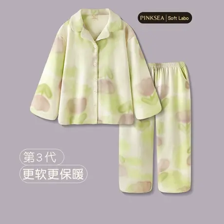 Pinksea睡衣秋季女款2023年新款加厚德绒保暖大码冬季家居服套装商品大图