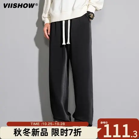 VIISHOW卫裤男秋冬季高街潮牌宽松直筒阔腿裤美式运动休闲长裤子商品大图