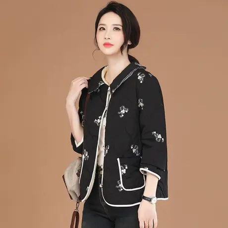 新品8.5折】复古娃娃领刺绣棉服外套女百搭时髦棉服面包服商品大图