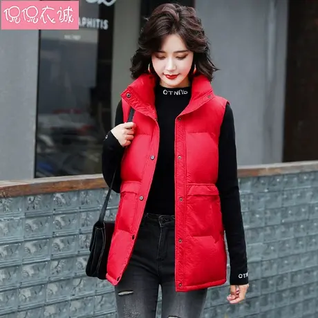 羽绒棉背心马甲女学生外穿韩版宽松2023秋冬新款黑色马夹外套上衣商品大图