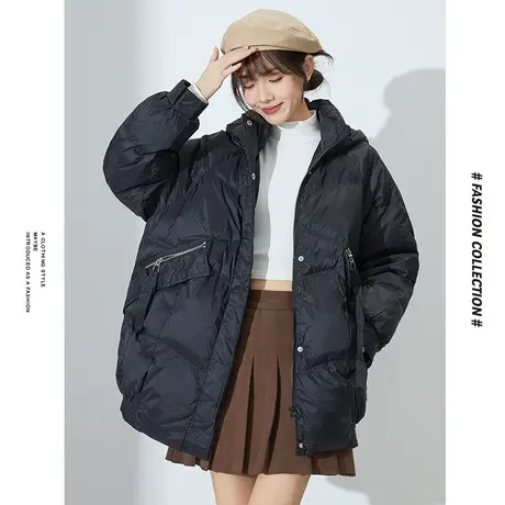 [商场同款]唐狮冬季羽绒服女双口袋带毛领加厚保暖防寒连帽外套图片