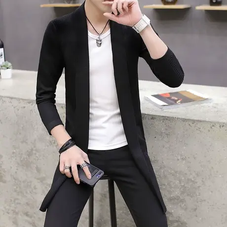 2025秋季新款开衫毛衣男士韩版中长款冬季外套潮流秋季针织衫披风商品大图