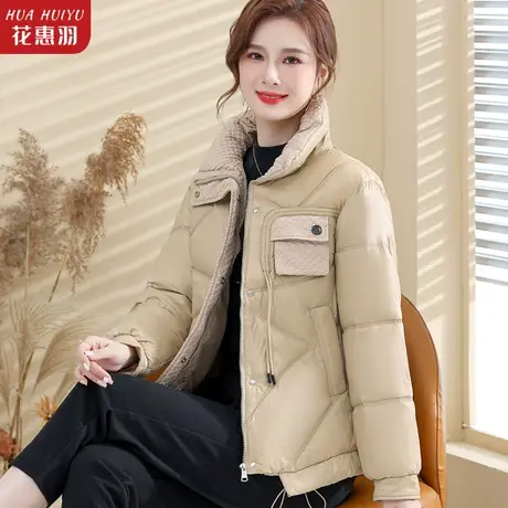 中年女士冬款妈妈装冬装时尚版羽绒棉服外套短款中老年女洋气棉衣图片