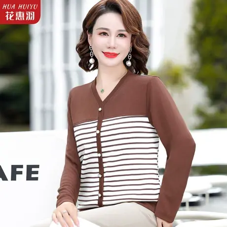 中年女装秋装小衫条纹针织衫2023年新款时尚女士秋季妈妈减龄上衣商品大图