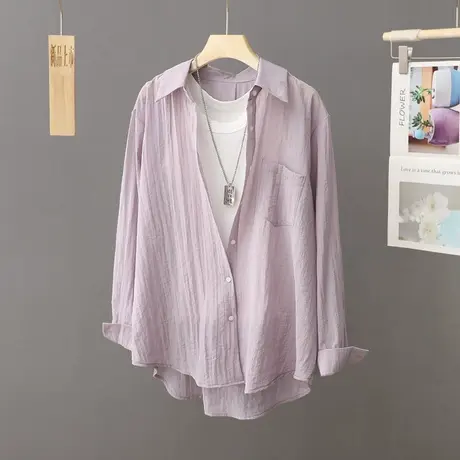 微透轻薄防晒衫衬衫女夏季外搭开衫薄款外套防晒衣设计感小众衬衣图片