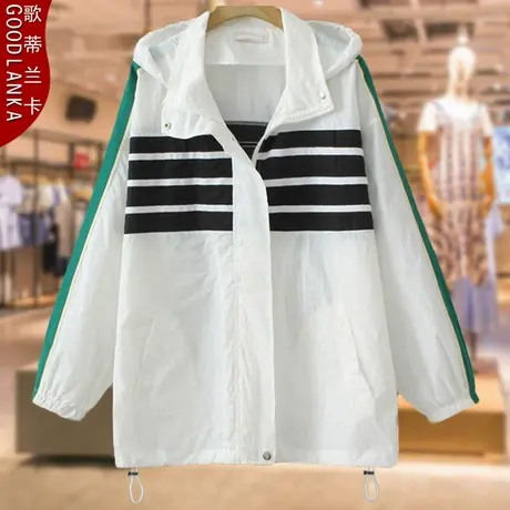 防晒衣女夏季薄款连帽加肥加大码女装中年40岁妈妈宽松休闲防晒服商品大图