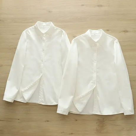 秋冬季加绒加厚白色衬衫女韩版纯棉长袖职业百搭学生打底保暖上衣商品大图