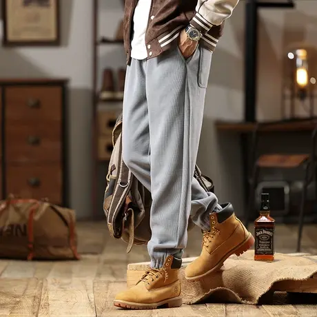 潮流男款裤子束脚哑光黑百搭大码男生长裤宽松时尚潮流工装裤男商品大图