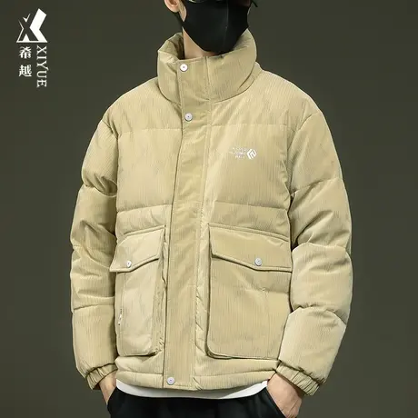 冬季加厚保暖pu皮棉衣男潮美式加棉宽松大码男士立领外套羽绒棉服商品大图