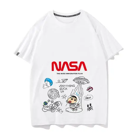 秀洛nasa联名短袖宇航员潮流纯棉体恤半袖宽松小新恶搞款t恤上衣图片