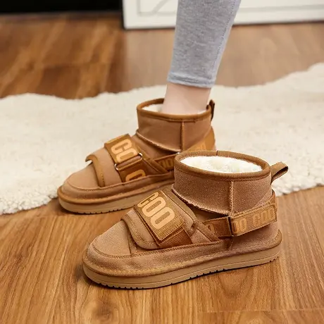 欧货羊羔毛雪地靴女2024年新款棉鞋女冬加绒加厚防滑保暖短筒靴子商品大图