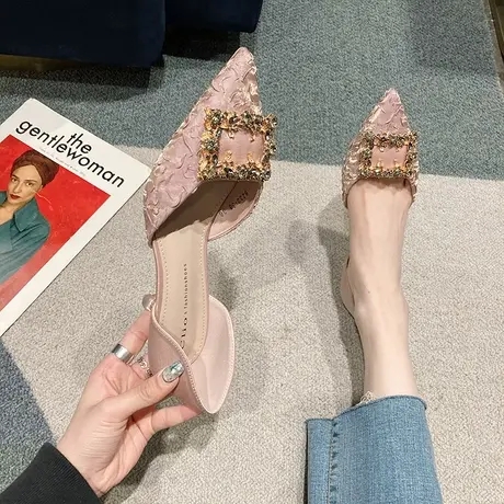 性感包头凉鞋女2024年春夏季新款法式小众百搭中空尖头细跟高跟鞋图片