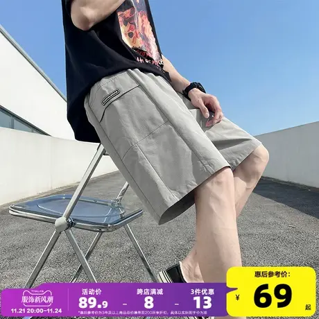 唐狮2024夏季新款休闲短裤男宽松直筒五分裤显瘦男工装裤口袋潮款商品大图
