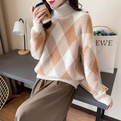 高领毛衣女款2023新款冬季内搭外穿配大衣加厚针织打底衫上衣外套图片