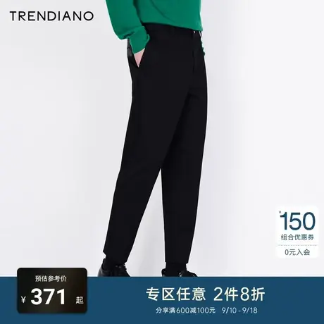 TRENDIANO潮牌新款秋冬男装时尚简约百搭立体压胶直筒休闲裤商品大图