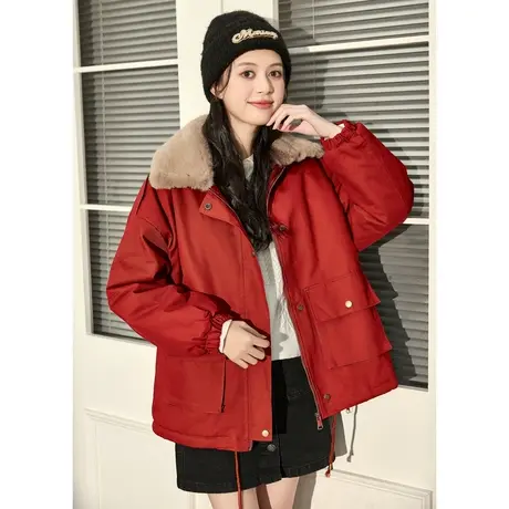 唐狮2023年新款秋冬派克服女短款加厚百搭宽松工装连帽棉衣12.22图片