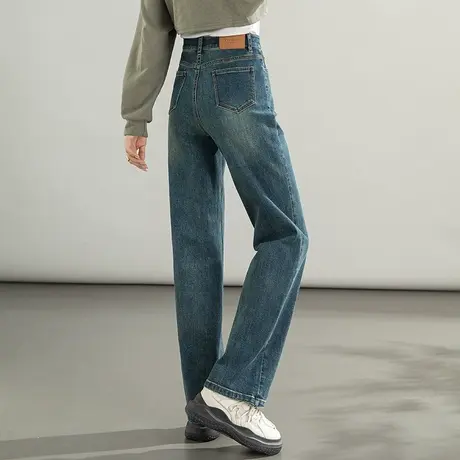 2024年新款高腰直筒牛仔裤女春秋女裤休闲长裤显瘦裤子窄版阔腿裤商品大图