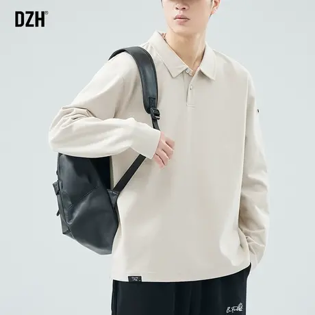 男士美式翻领polo衫男潮牌长袖内搭2024年春季新款卫衣休闲打底衫商品大图