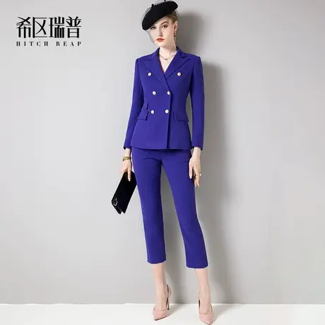 希区瑞普高端气质西装套装2024年春季新款女修身职业裤装两件套商品大图