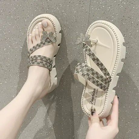 人字拖女款2024新款时尚夏季外穿厚底踩屎感室内家居防滑气质凉拖商品大图