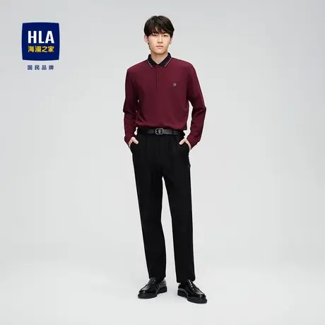 HLA/海澜之家2023弹力POLO衫撞色翻领数码印花含莫代尔时尚上衣男商品大图