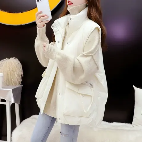 羽绒马甲外套女2023新款秋季宽松慵懒风休闲百搭棉衣棉服马夹背心图片