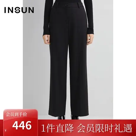 恩裳2022冬季经典百搭黑色系抗皱易打理修身休闲裤女图片