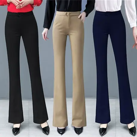 黑色微喇裤女春秋2023新款宽松休闲直筒马蹄裤百搭气质垂感喇叭裤图片