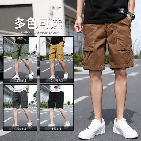 纯棉短裤男夏季新款外穿休闲宽松透气全棉薄款篮球运动五分工装裤图片