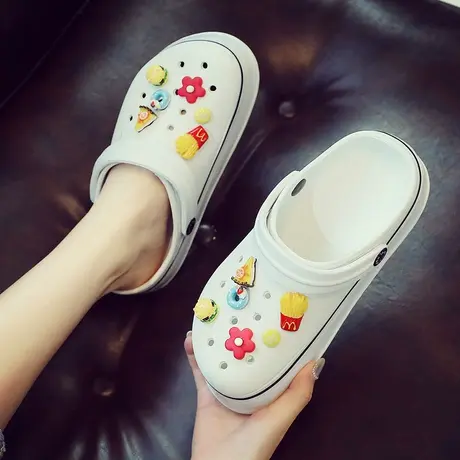 洞洞鞋女ins潮护士防滑厚底2023年新款夏季包头沙滩拖鞋两穿凉鞋商品大图