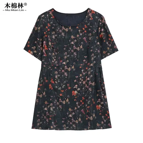 胖mm大码女装高级感气质遮肚显瘦碎花小衫2024新款夏简约宽松上衣商品大图