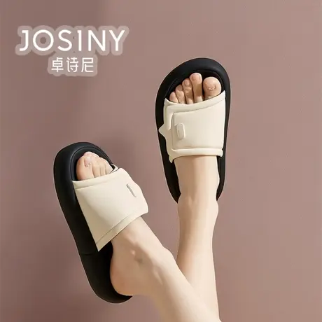 卓诗尼女鞋2024新款夏款一字拖鞋女外穿魔术贴商场同款4J1A50582图片
