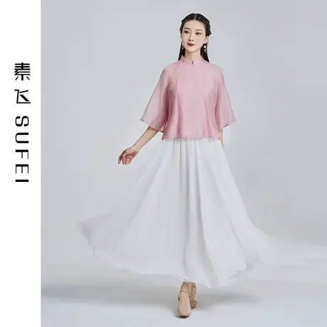 素飞唐装女中国风旗袍上衣短款小清新古风改良汉服伴娘服仙气夏款图片